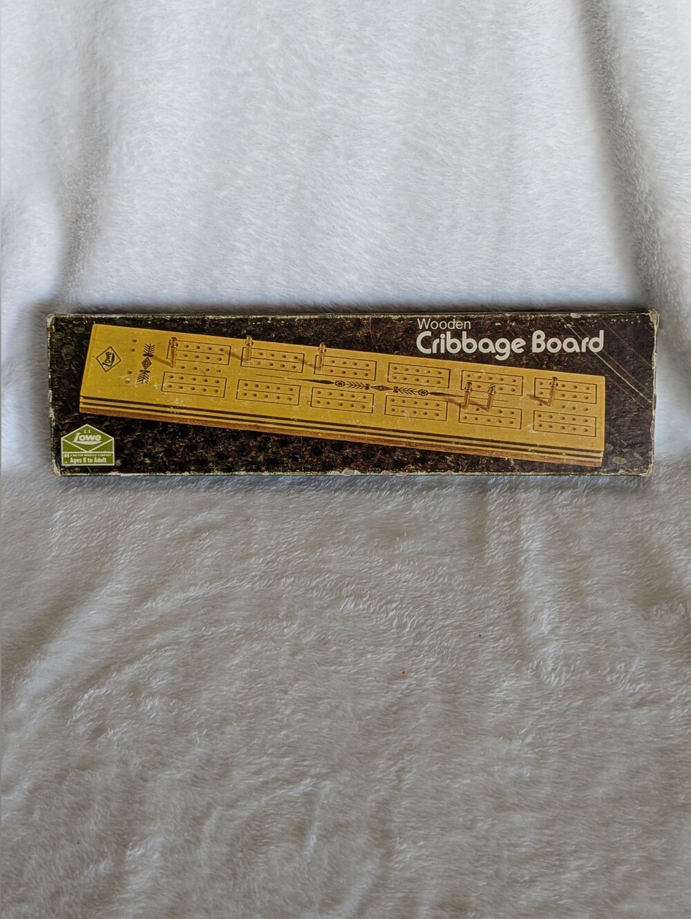 Vintage E.S. Lowe/Milton Bradley Wooden Cribbage Board Game